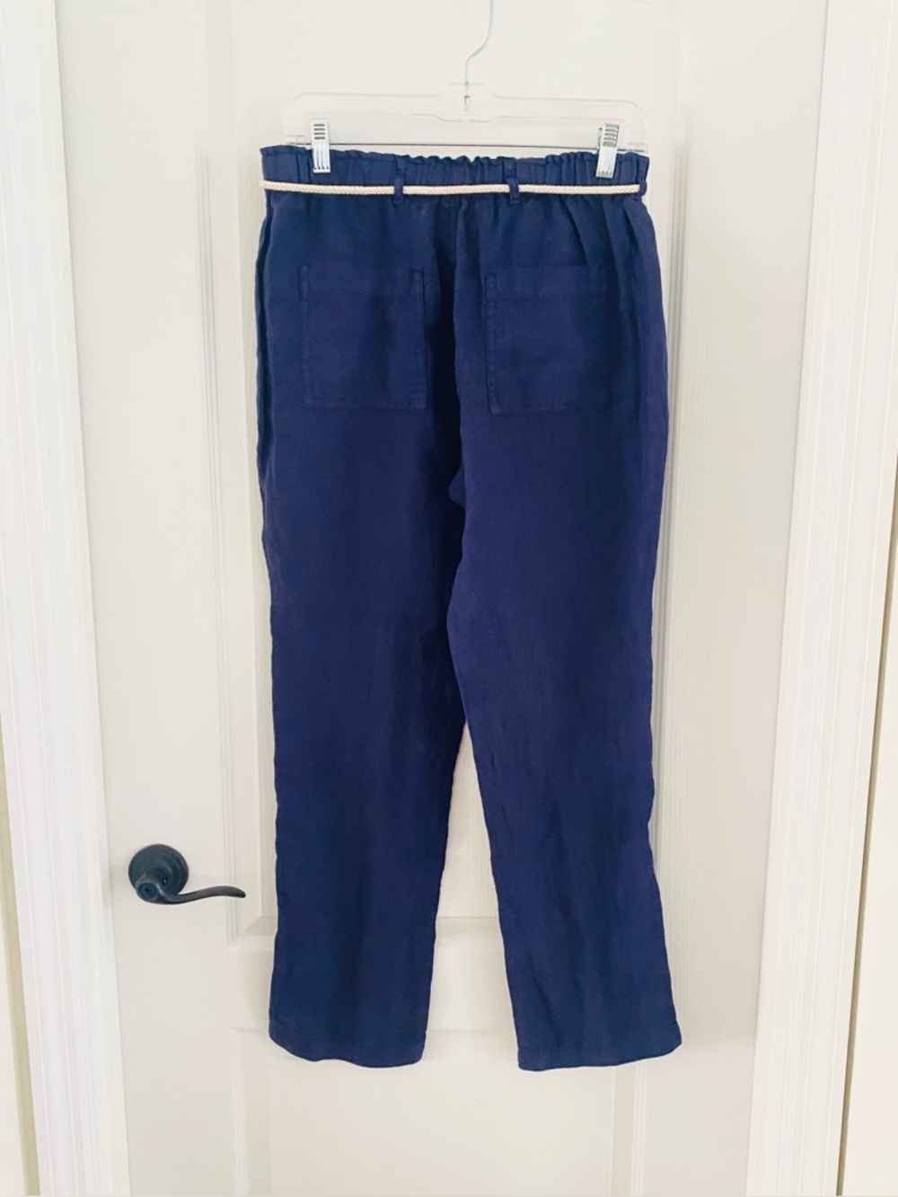 C&C California Linen Pants Navy Blue Straight Leg Drawstring Size S - Picture 6 of 6